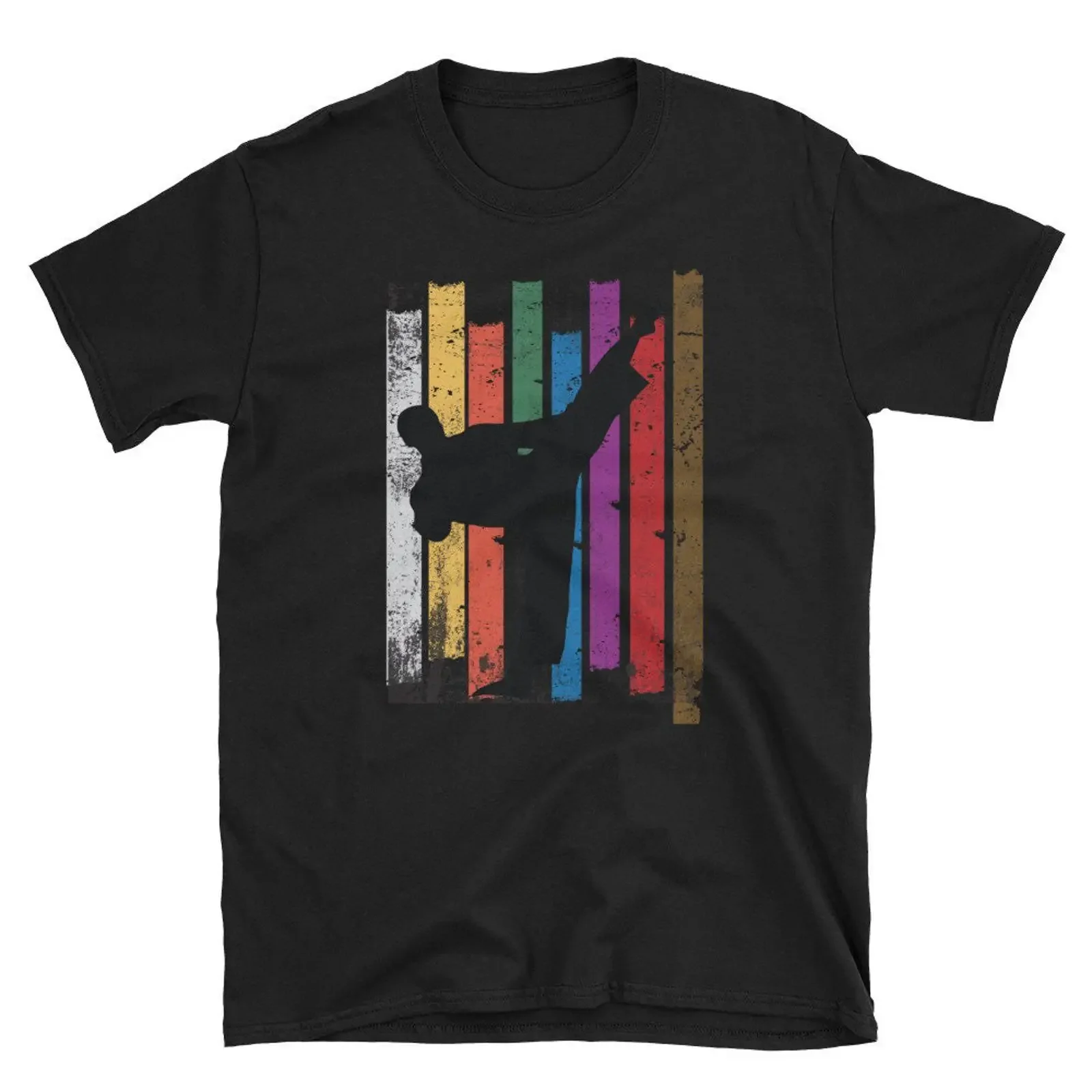 Taekwondo Belts Silhouette Martial Artists T Shirt vintage Washed Unisex fashion Slightly Versatile Stretched Stylish