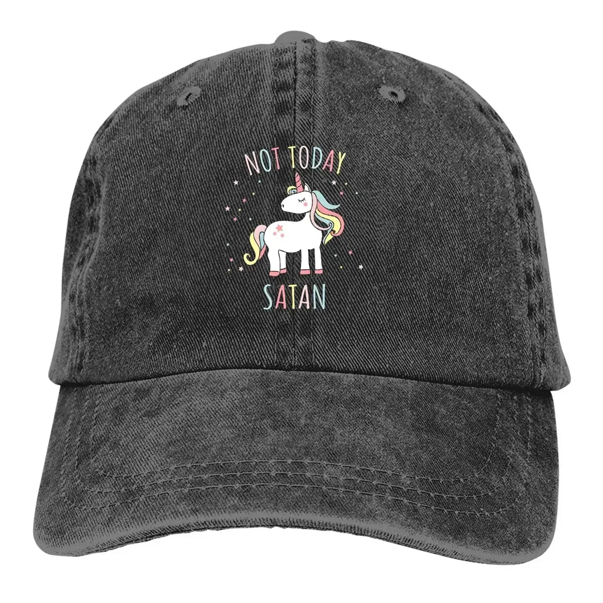 Washed Men's Baseball Cap Not Today Satan Trucker Snapback Caps Dad Hat Cute Unicorn Cartoon Golf Hats