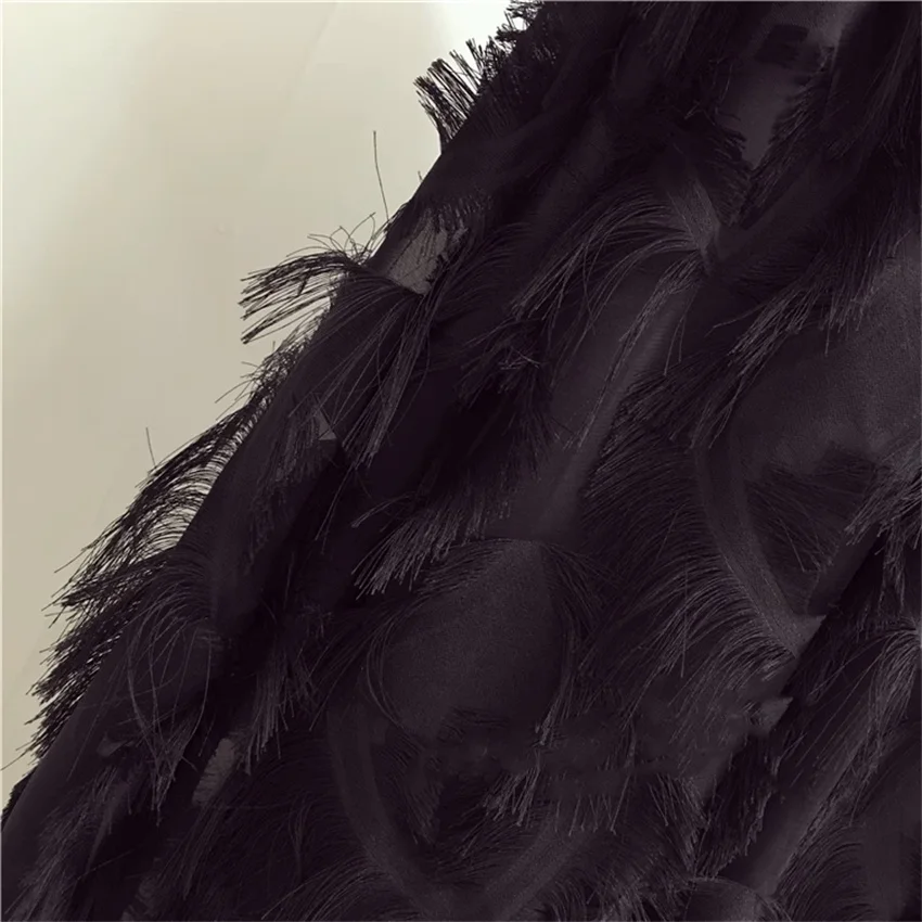 Women's High-Waist Feather A-Line Midi Skirt - Solid Color