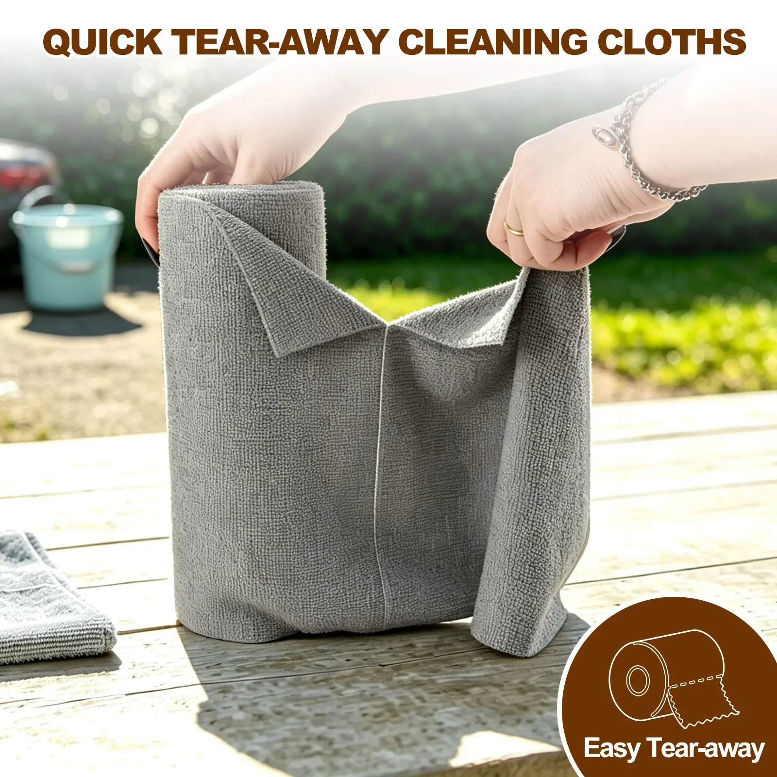 Microfiber Car Cleaning Cloth Roll, 50Pcs Tear-Off Towels, Washable Reusable for Car Wash Auto Detailing Interior Dusting Drying