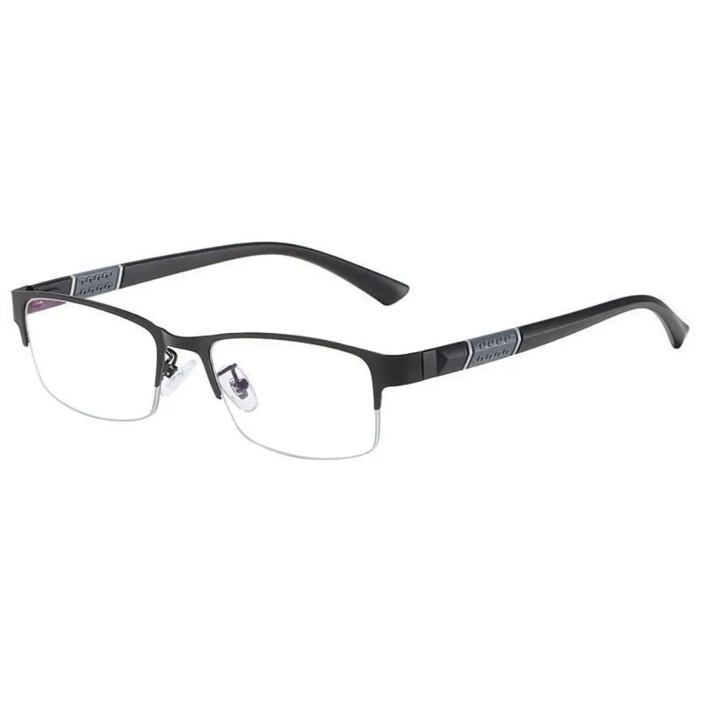 

PC Resin Photochromic Myopia Glasses Black+Blue Rectangle Reading Glasses Strength: -0~-4.0x Half Frame UV Shades Sunglasses