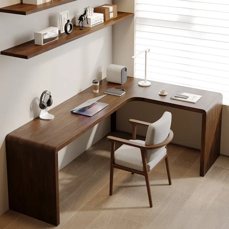 Household solid wood corner desk light luxury advanced inductor computer desk