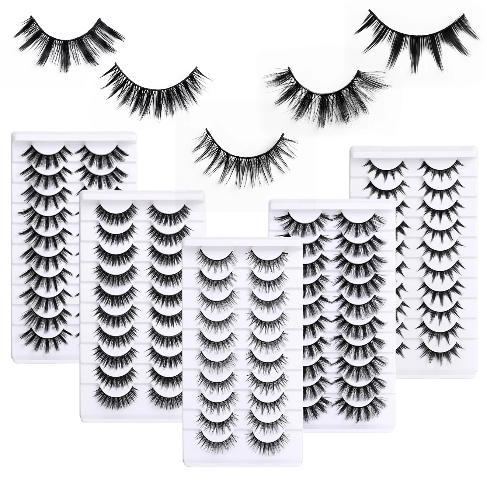 10 paia di ciglia finte spesse voluminose ciglia finte europee e americane fascia lunga nera per forniture per trucco per blogger di bellezza