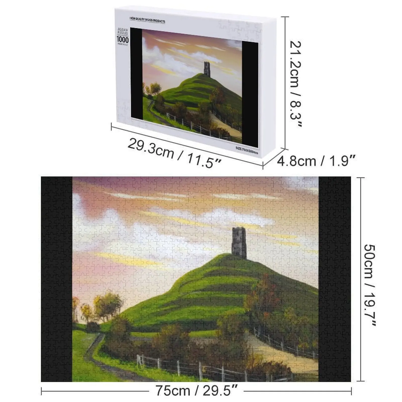 Glastonbury Tor Puzzle Jouets personnalisés Nom en bois Puzzle personnalisé personnalisé