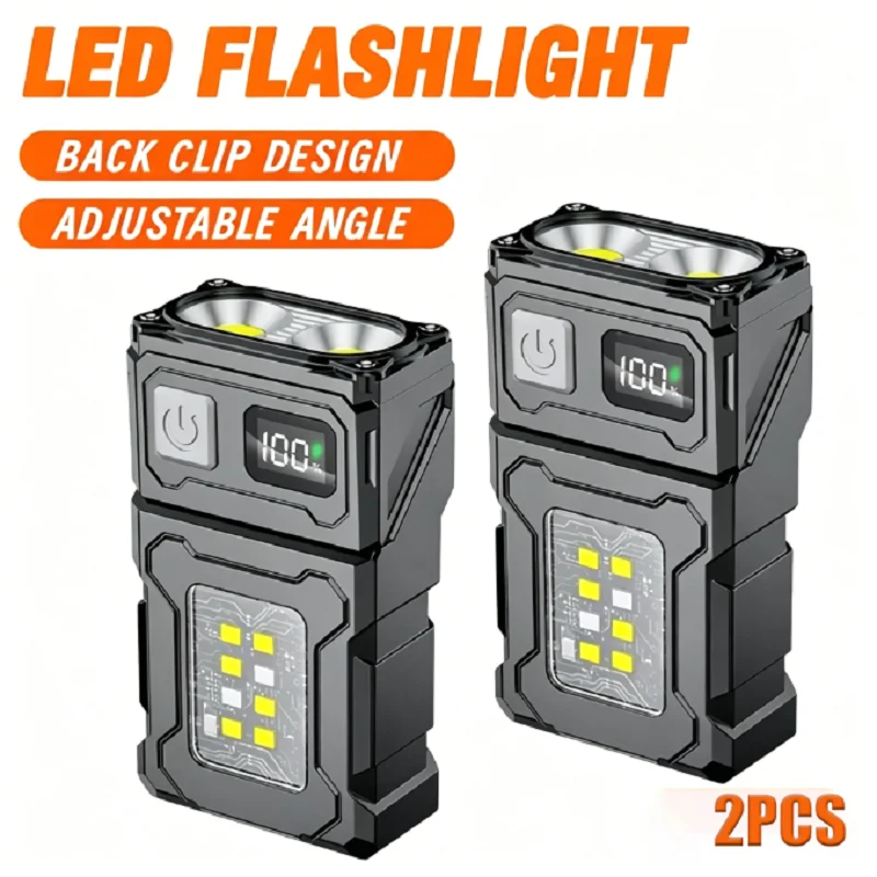 LED Light MINI USB Rechargeable Portable Tail Magnet Work Flashlight Powerful Bright Camping Lantern Side COB Emergency Torch