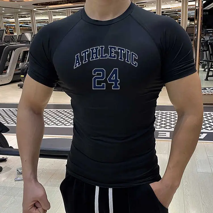 

High Elastic and Quick-drying Sports Tights Short-sleeved T-shirt Running Short-sleeved Velvet Basketball Training Bottoming Top