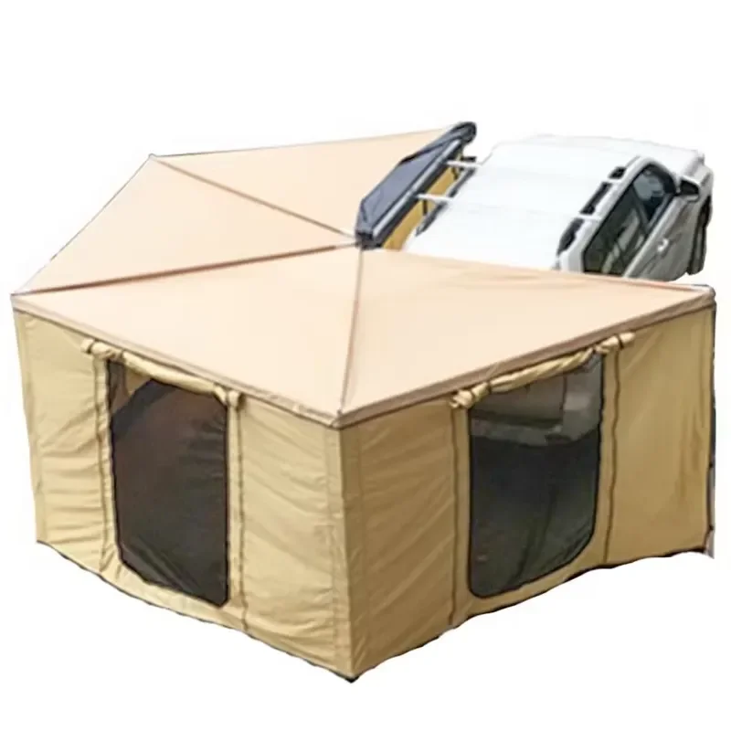 

Heavy Duty 270 Degree Free Standing Side Awning for Aluminum Campervan 4WD Car with LED Light and Tent Room 2 x 2 M