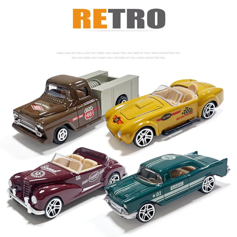 1:64 Simulation Retro Classic Car Toy For Kids Sliding Pull Back Car Toy Mini Car Model Drop-resistant 1-3 Years Old Boy Gift