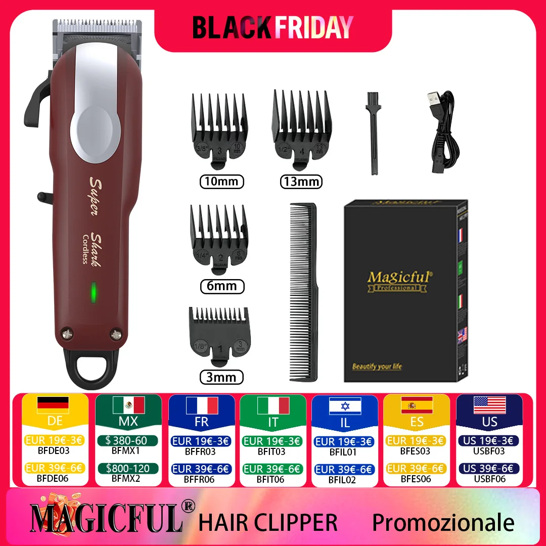 Professional Hair Clipper Powerful Lithium Battery USB Chargeable Trimmer LED Display Home Man Beard Shaver Hair Cutting Machine