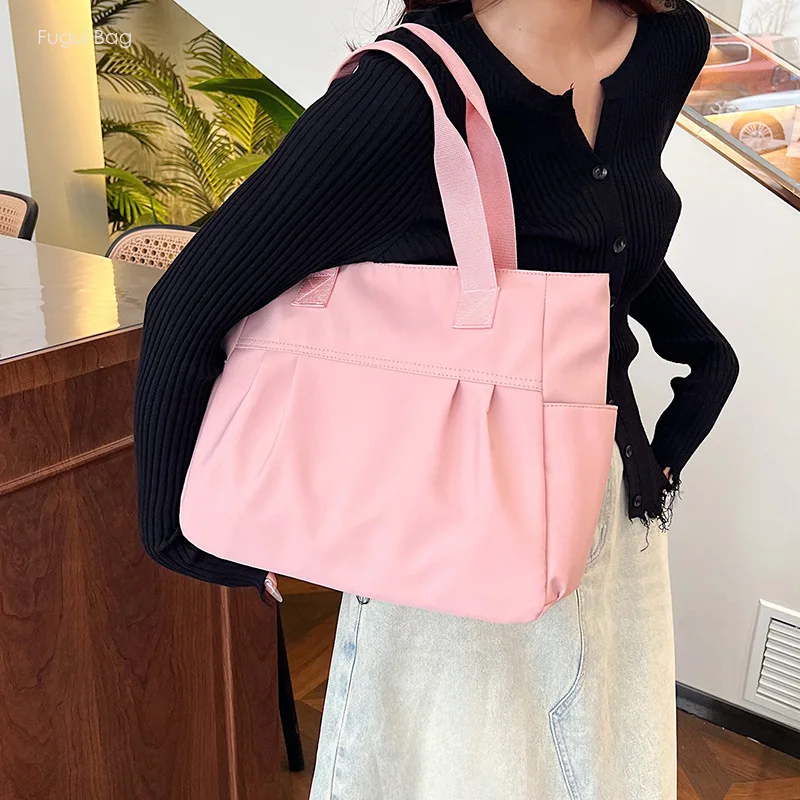 Women's Handbag Underarm Tote Shoulder Bag Versatile Large Capacity Minimalist High-end Fashion Solid Color Canvas Casual