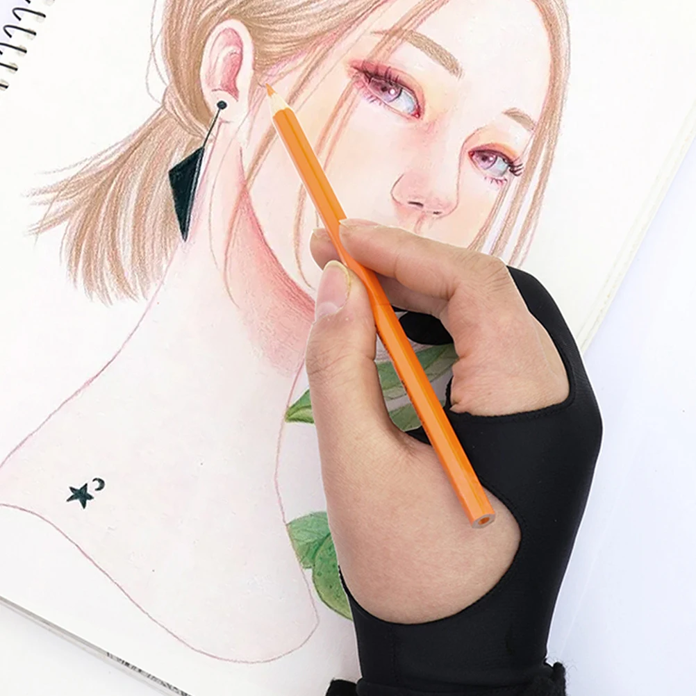 

3 Pcs Anti-fouling Wear-resistant Gloves Elastic Drawing Two Finger Graphics Smudge Sketch Artist Durable Portable Art