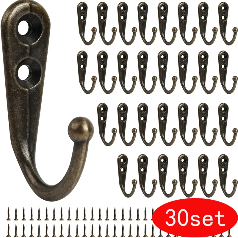 30/1 set ganci in lega con viti ganci appesi a parete per cappotti asciugamani borse tappi gancio cucina bagno portaoggetti rack supporti