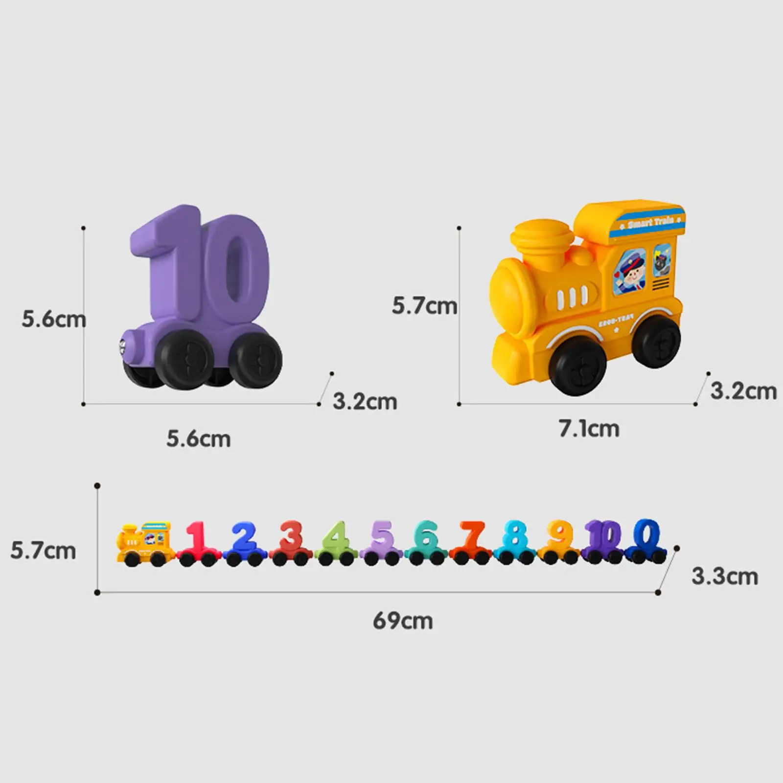 

11 Piece Wooden Train Set Durable Colorful Wooden Number Train Set for Game Outdoor