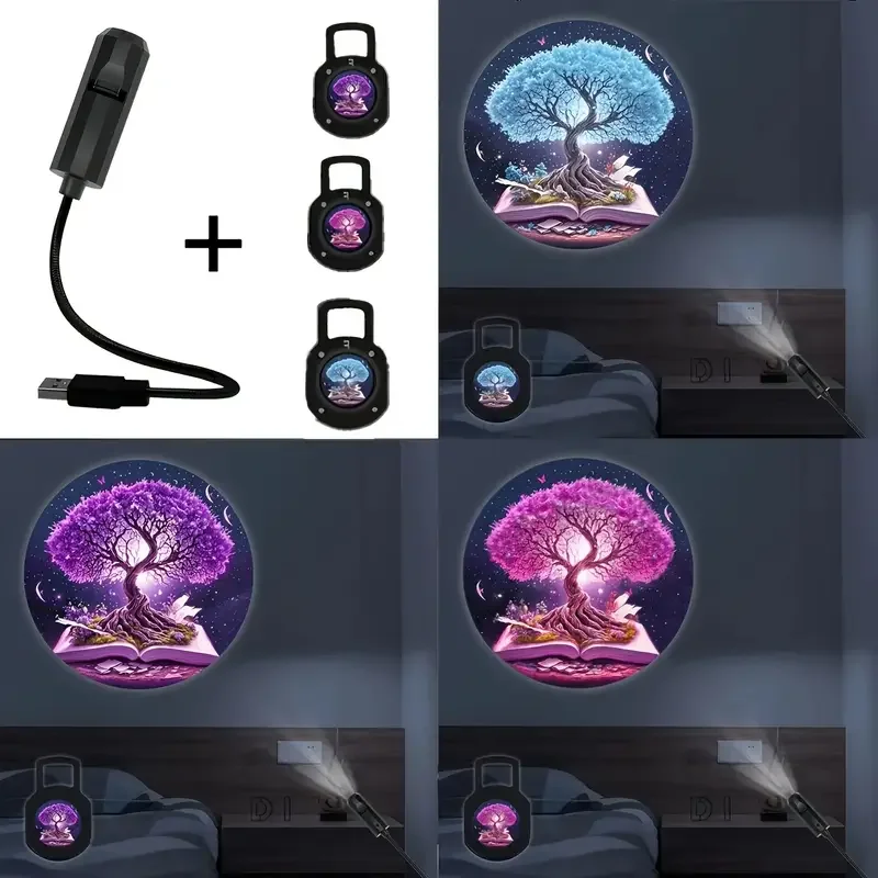 USB-LED-Projektionslampe, Baum des Lebens, Nachtlicht. Geeignet für Zuhause, Schlafzimmer, Wohnzimmer, Party, Raffung, Geburtstag.