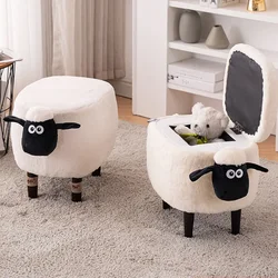 Portable Hallway Shoe Changing Stools Multifunctional Living Room Ottomans with Storage Space Cartoon Children Low Footrest