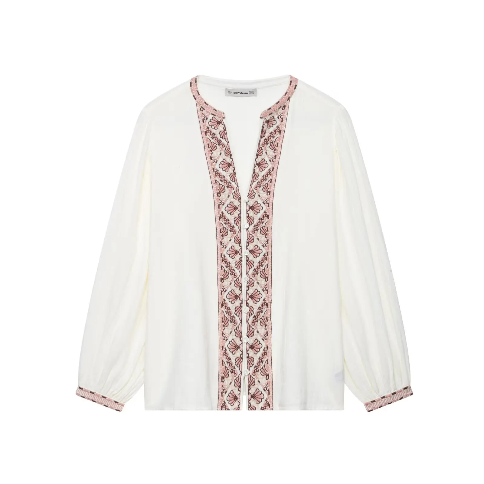 Willshela, camisa bordada de lino y algodón blanco a la moda para mujer, cuello en V, manga larga, blusa informal Vintage elegante para mujer