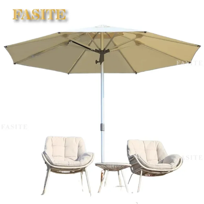 For Large Garden Rooftop Outdoor Parasol with Lamp Middle Column Commercial Sun Umbrella Wholesale