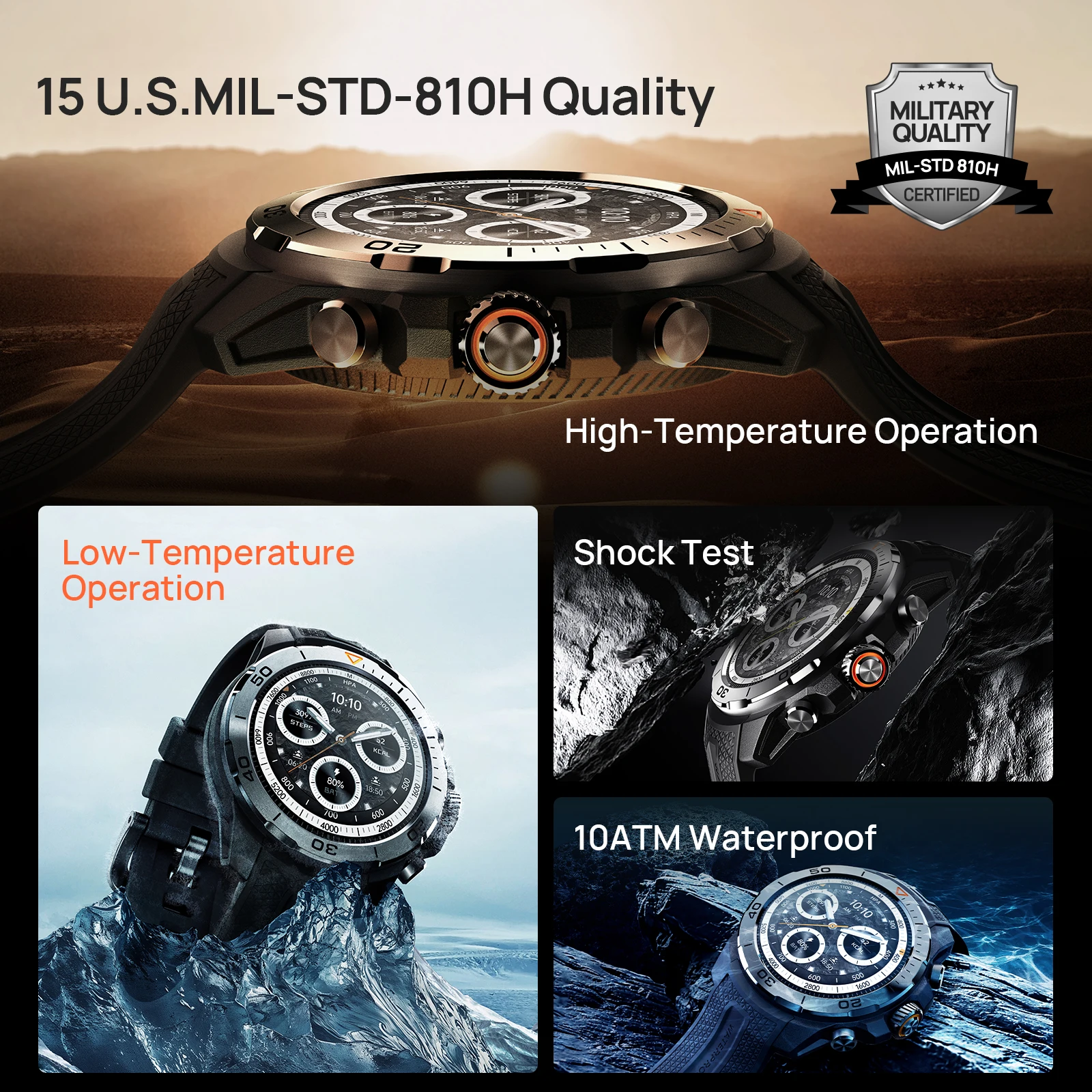 Mibro GS Explorer Smartwatch Rugged Military Grade 1.32Inch UHD-scherm hoogtemeter barometer kompas GPS Positionering 10ATM waterdicht lange stand-by 150 sportmodi Smart Watch voor mannen