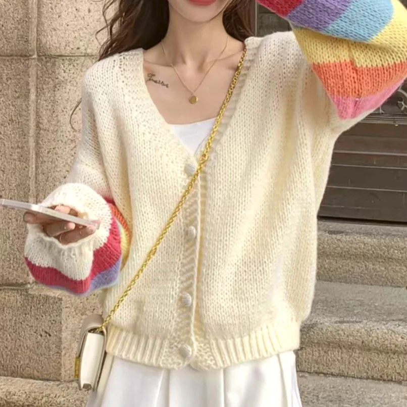 

Yellow Knitted Cardigan Spring and Autumn Women 2025 New Small Loose Design Sense of Sweet Loose Short Coat Tide