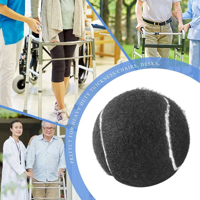 Pallina da tennis da passeggio pretagliata da 12 pezzi per gambe di mobili e protezione del pavimento, rivestimento in feltro resistente e duraturo, nero