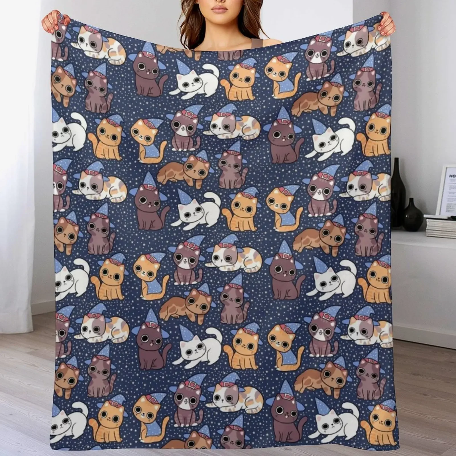 

Cute magical wizard cats pattern Throw Blanket Camping Designers Extra Large Throw Fashion Sofas Blankets