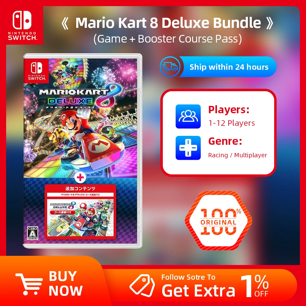 Mario Kart 8 Deluxe Bundle (Game + Booster Course Pass) Nintendo Switch Game Deals Physical Game Card for Switch OLED Lite