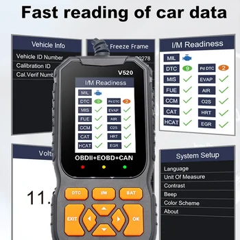 V520 OBD2 Fast Code Reader Car Diagnostic Detector Engine Control Function Fault Diagnosis Testing Machine Auto Scan Repair Tools
