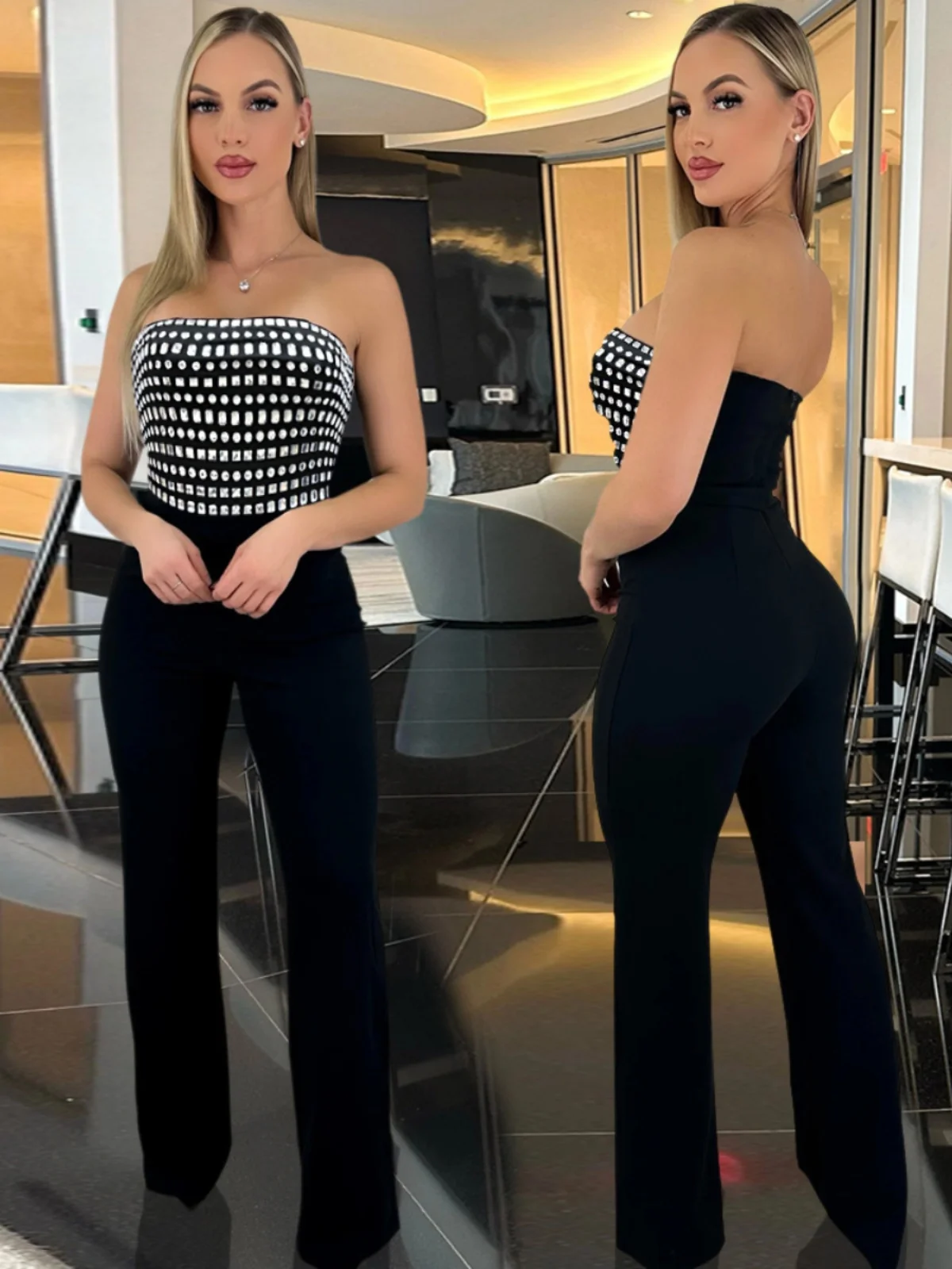 

Утягивающий темпераментный комбинезон на бретельках, женский модный боди, длинные брюки, широкие брюки со средней талией и высоким содержанием лайкры