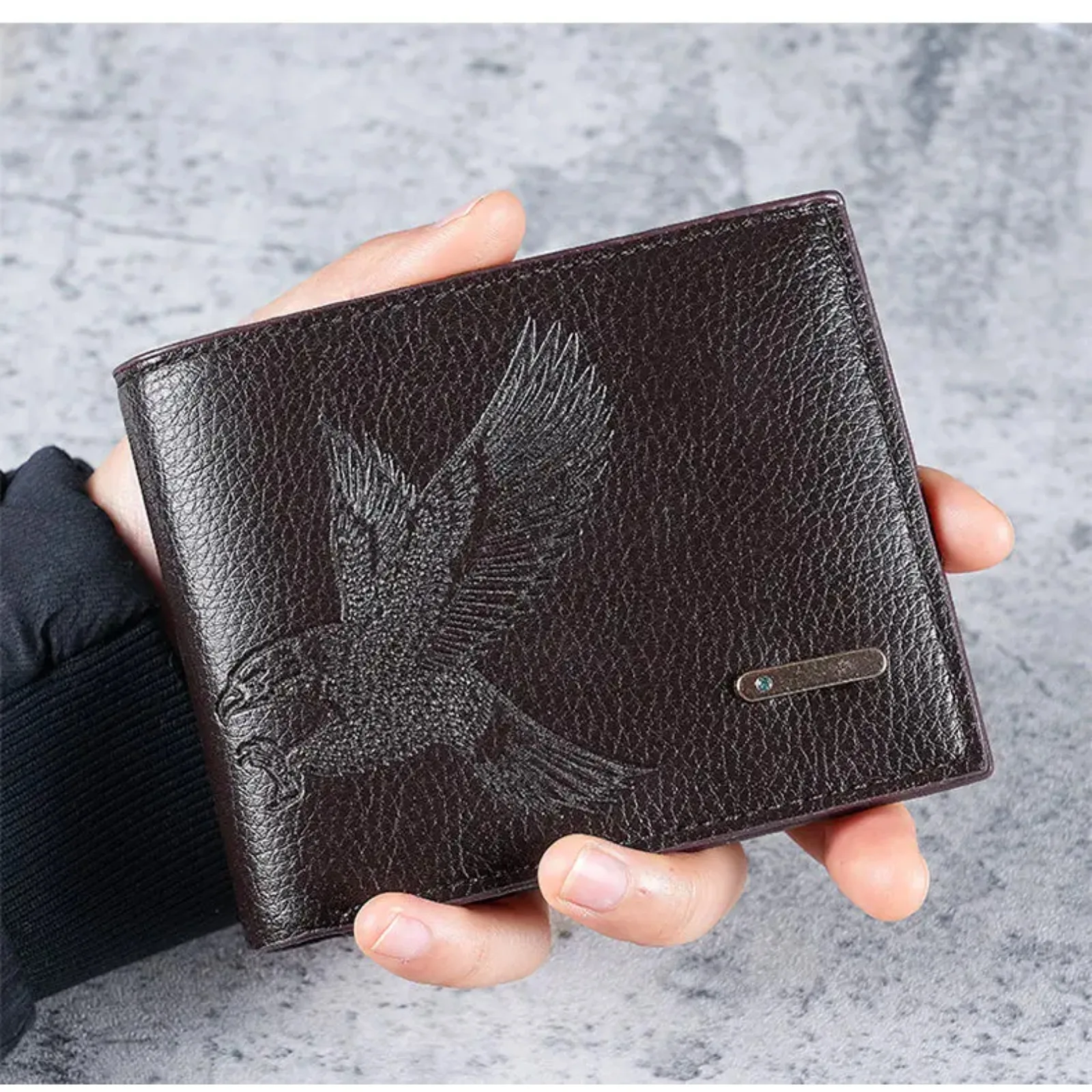 Cartera para hombre, bolso corto para hombre, moda juvenil, billetera de negocios de cuero suave Horizontal, tarjetero de identificación de crédito, billetera, monedero