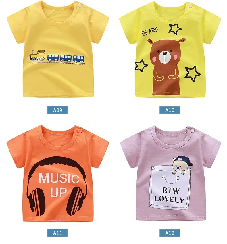 2024 Summer New Baby T-shirts Cotton Girls Top Tees Cartoon Boys Shirts Kids Clothing