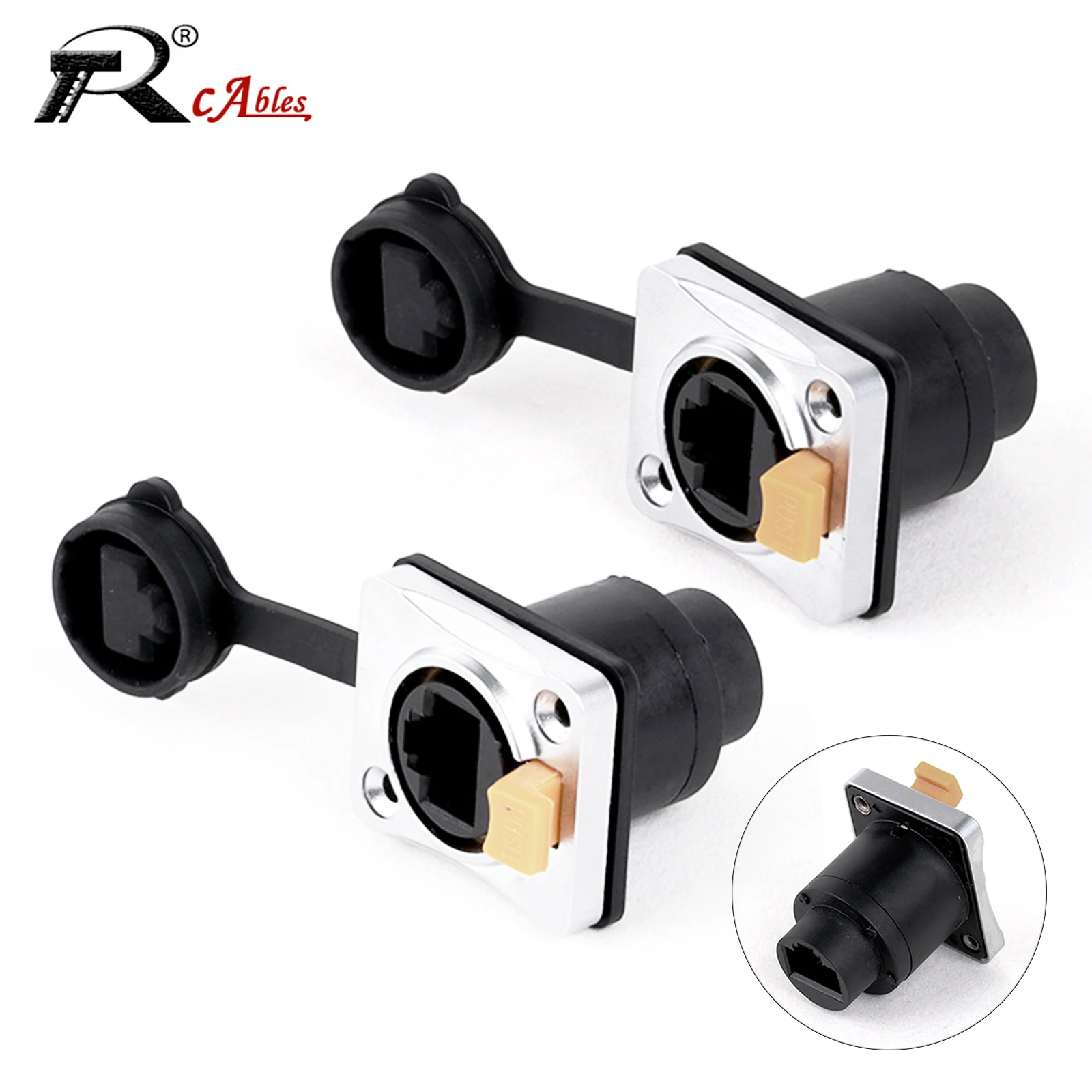 

1PC Straight RJ45 Waterproof IP65 Network Connector with Rubber Cover 8P8C D Type Panel Mount Socket RJ45 Ethernet Connector