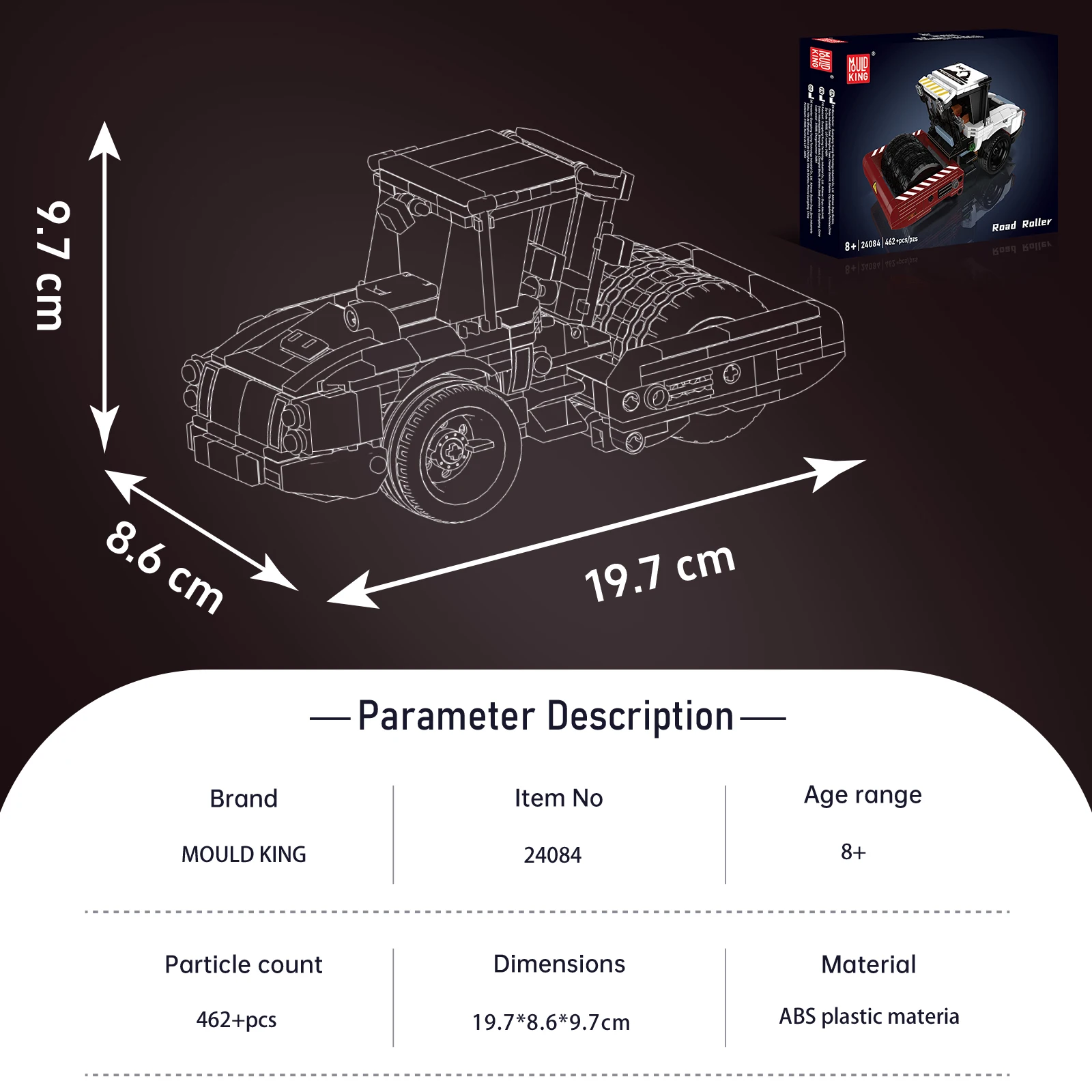 Mould King 24084 Road Roller Building Blocks Engineering Vehicle Series Model Kids STEM Education Assembly Toys Birthday Gift