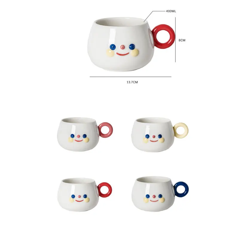 Creative Rainbow Smile Ceramic Cute Hand Painted Mugs Lovely Breakfast Milk Tea Coffee Cups Kitchen Office Tableware Drinkware