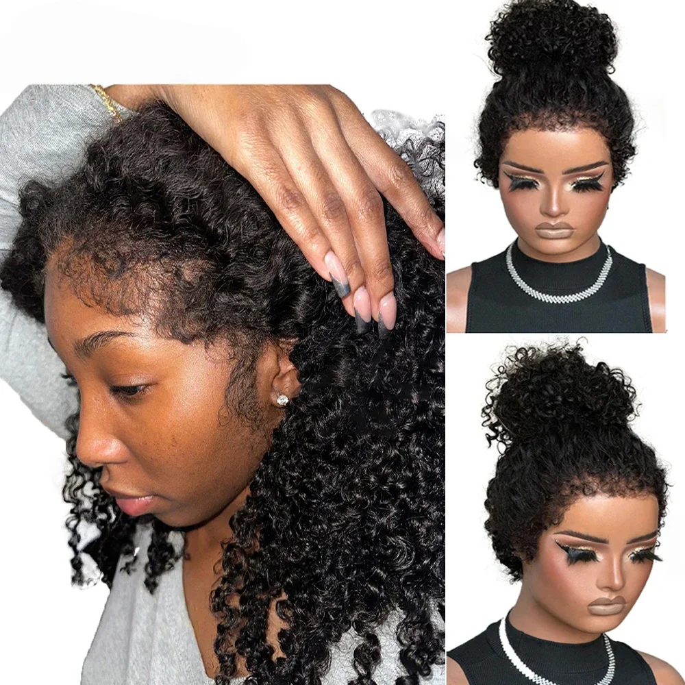 

16 "Короткая стрижка Боб Мягкий Натуральный Черный 180% Плотность Кудрявый Глубокий Парик Фронта Шнурка Для Женщин Детские Волосы Предварительно Сорванные Бесклеевые Ежедневно