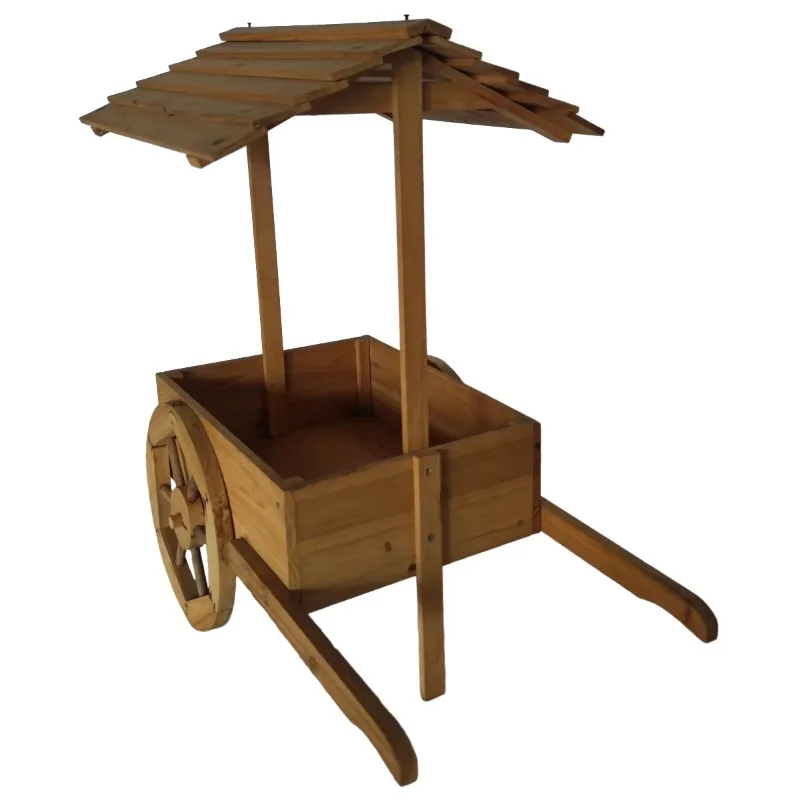 

Original wood color cart planter Float car Anticorrosive succulent Cart wooden flower pot