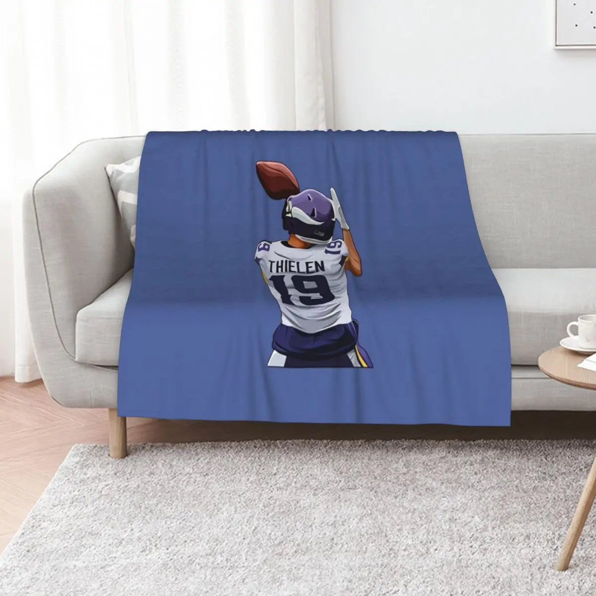 Thielen#19 Wide Receiver Throw Blanket Kid'S Thermal Camping Flannel Fabric Weighted Soft Plush Plaid Blankets