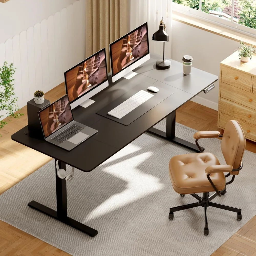 Adjustable Stand Up Desk, Large 71x31 Inches Height Adjustable Standing Desk with Cable Management, Home Office Computer Desk