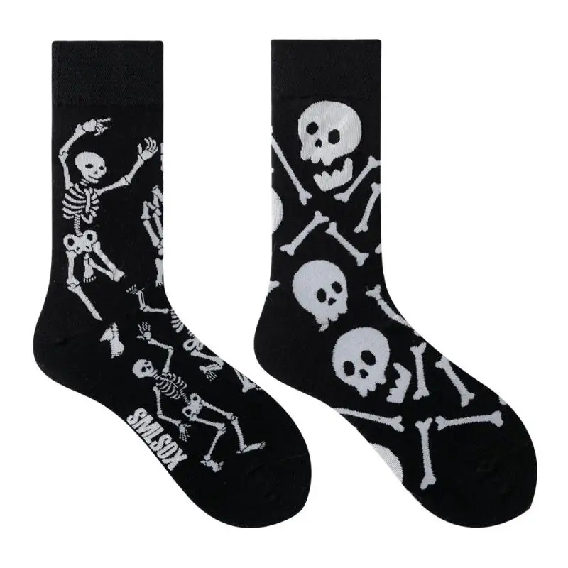 1 Pair of Original Halloween Skeleton Witch Devil Cat AB Socks Male and Female Couple Socks Daliy Party Hip Hop Cotton Socks