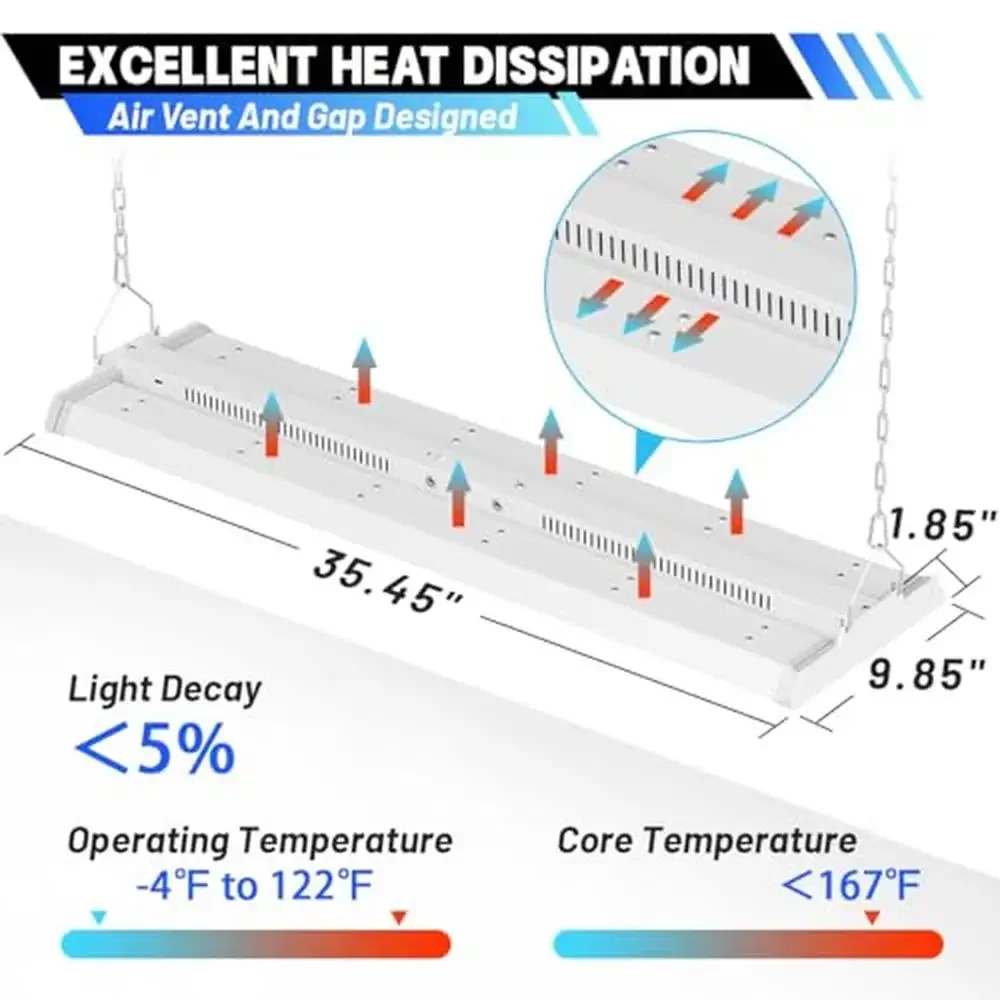 Éclairage LED High Bay, lumière du jour 5000K, 300W, 40500LM, intensité variable, inclinaison réglable, éclairage de magasin de face, qualité commerciale, long, lot de 4