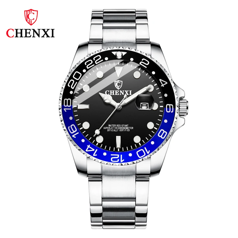 CHENXI 085A Brand Military Casual Sport Watch Fashion Men\'s Full Stainless Steel Waterproof Quartz Wristwatch Relogio Masculino