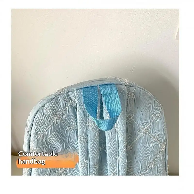 Nylon-Rucksack mit süßem Schleifenmuster, großes Fassungsvermögen, leicht, mehrere Taschen, Schultasche, lässiger Alltagsrucksack für Studenten und Pendler – Detail 12