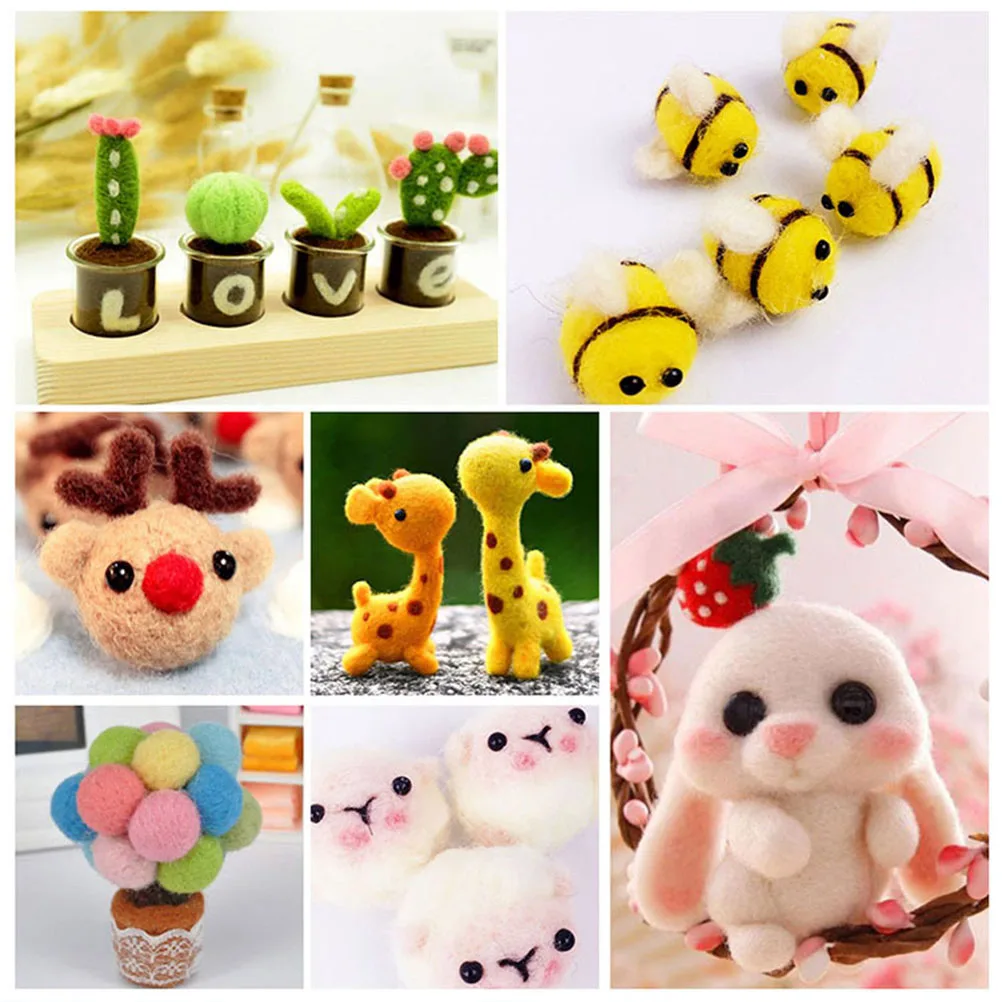 

1Set Wool Fiber Needle Felting Kit 36 Colors Wool Yarn Punch Tools DIY Wall Hanging Weaving Core Stuffing Craft Materials