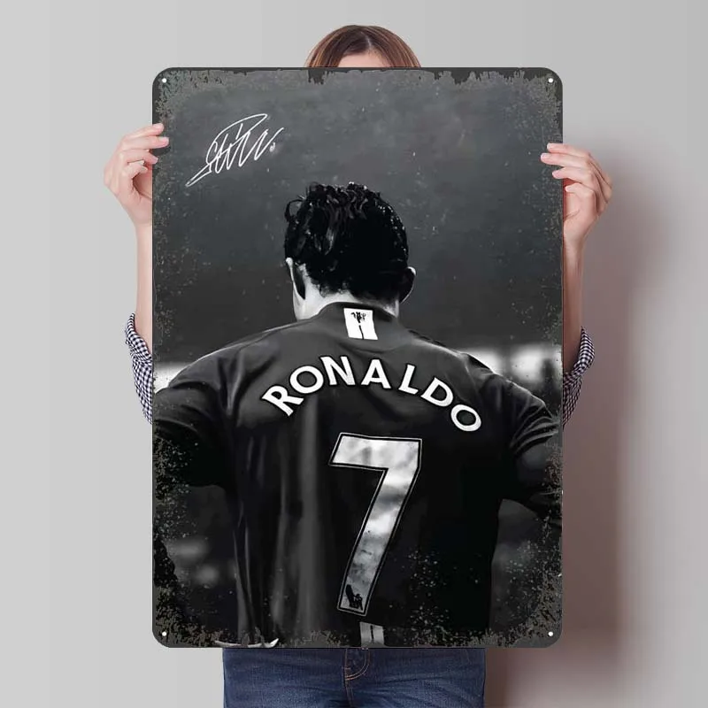 Ronaldo Metal Sign Sports Poster Retro Customizable Tinplate Signs for Wall Art Decoration Vintage Home Decor Items Wand Deko