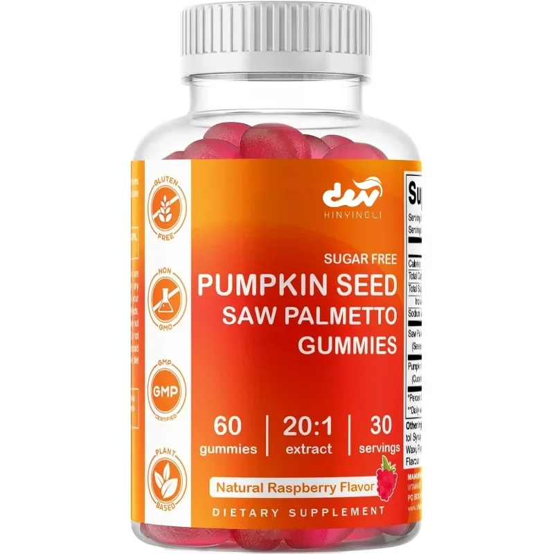 

Vitamatic Sugar Free Pumpkin Seed Gummies - Made with Saw Palmetto - Natural Raspberry Flavor - 60 gummies