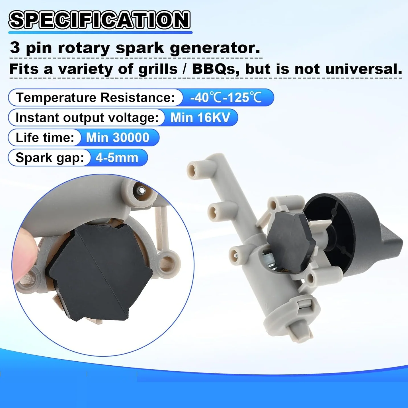 

Вращающийся генератор искры с 3 выходами и пьезозажигателем с заменой ручки для духовки Atwood/Wedgewood/Suburban с 3 конфорками RV