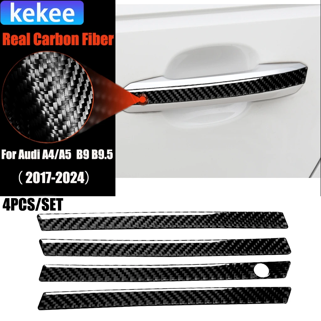 

Carbon Fiber Car Accessories Door Handle Panel Modified Exterior Trim Cover Soft Sticker For Audi A4/A5 RS4 S4 B9 B9.5 2017-2024