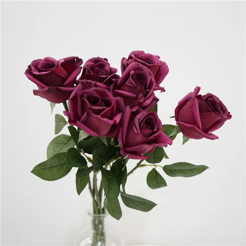 10 Stück Handgefühl-ähnliche, feuchtigkeitsspendende Rosen, künstliche Blumen, Brautstrauß, Hochzeitsdekoration, Rosenblumen, Hochzeitsfeier, Heimdekoration – Detail 12