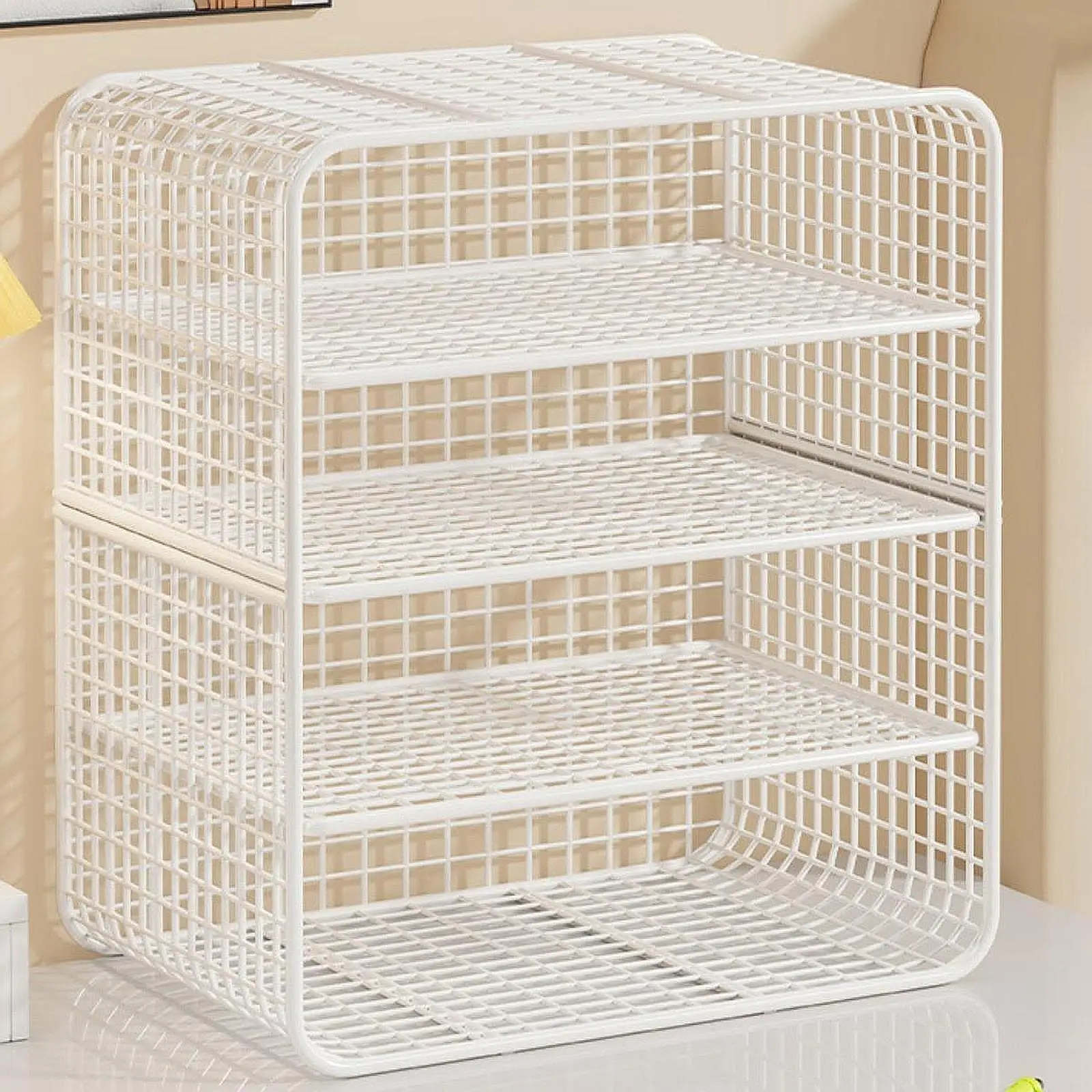 

Model Car Display Case Portable Iron Ornament Four Tier White for Collectors