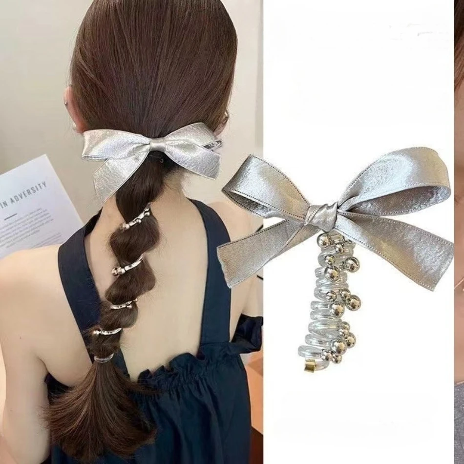 

2pcs Bowknot Braided Telephone Wire Hair Bands Ponytail Hair Rope Hair Weaving Artifact Elastic Hair Rope Hair Accessories MD05