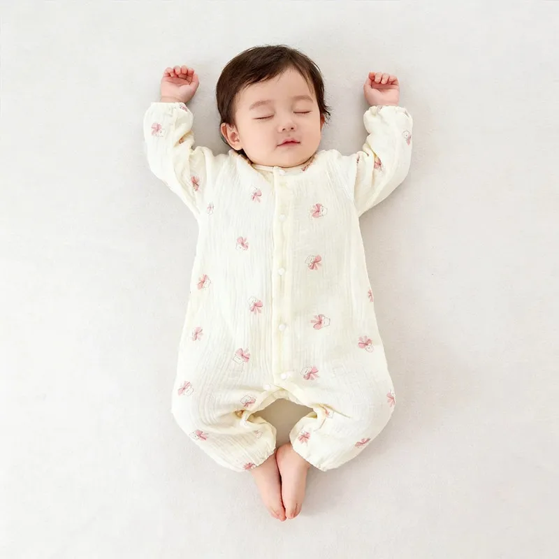 Baby Boys Girls Clothes Newborn Jumpsuit Muslin Cotton Long Sleeve Romper Infant Autumn Spring Clothes 0-2T